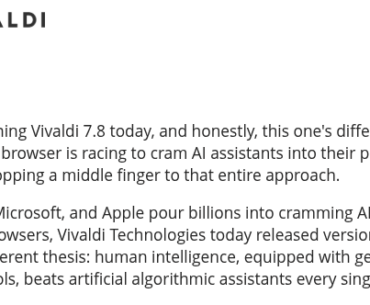 Vivaldi bringing the anti-AI sass!