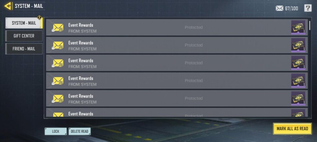 Mail lock feature is good , just lock 7 ranked shield card for next season