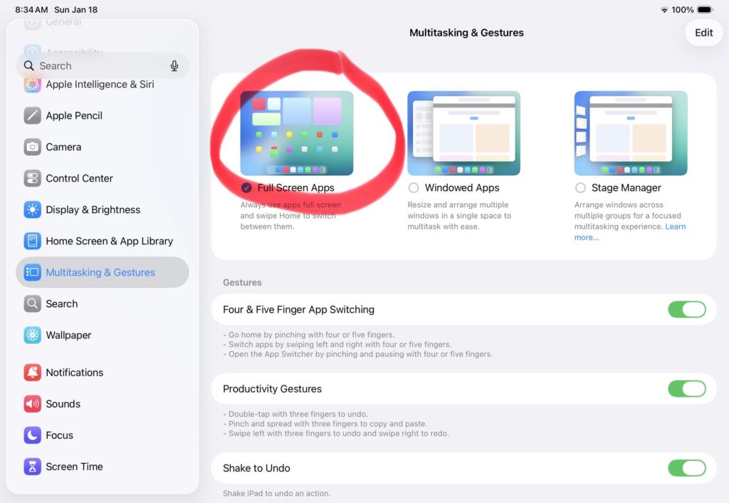 If you’ve been having joystick issues on the ipad this past week then this applies to you. The new ipad update added a windowed apps feature which is disruptive to game play