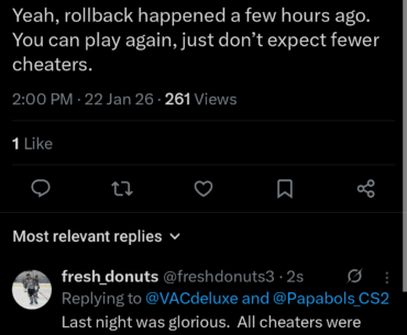 We had one night of cheater free gaming.