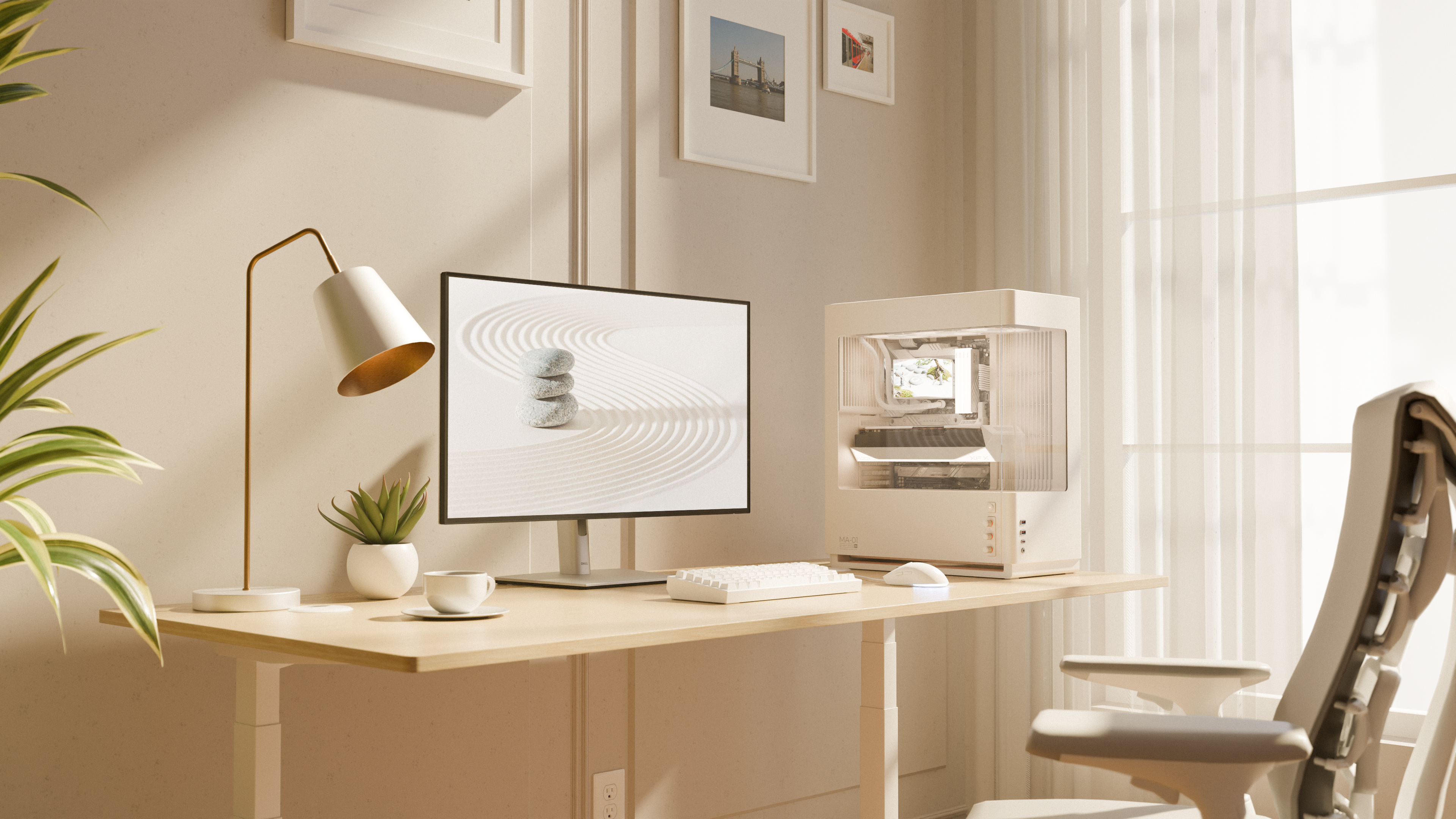 CyberPowerPC case in beige and with knobs.