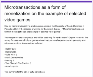 Survey for my Bachelor's Degree research. [COD]