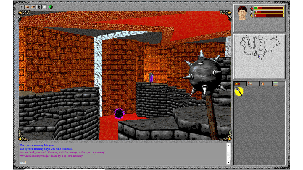 A screenshot from Meridian 59 (1996).