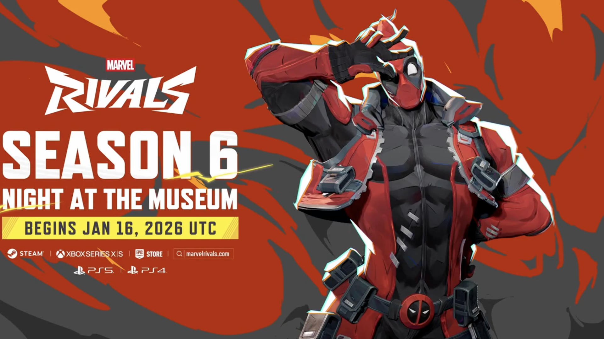 An infographic showing the start time for Marvel Rivals Season 6