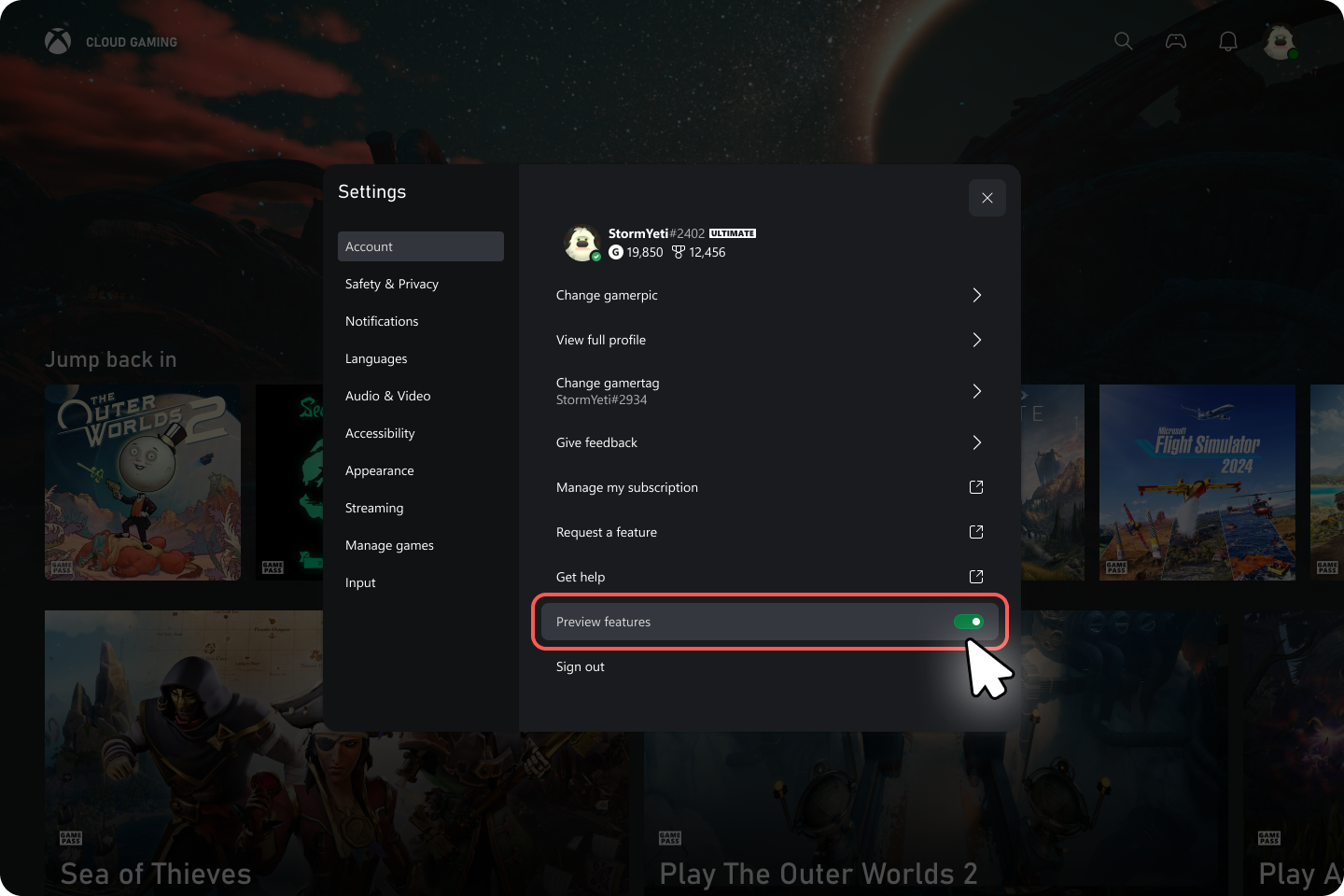 Enabling the new Xbox Cloud Gaming Experience