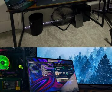 One desk 4 OS, windows, mac and cachyos (linux)