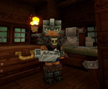 A Hytale player character holding a Repair Kit beside a workbench.