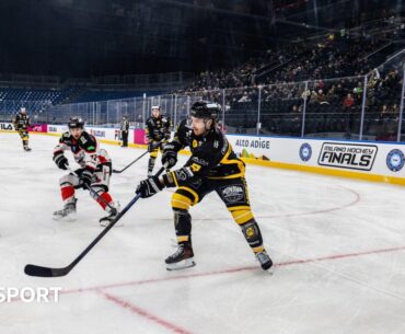 Ice hockey taking place at a test event at the Santagiulia Arena, which will be used during the Winter Olympics in Italy