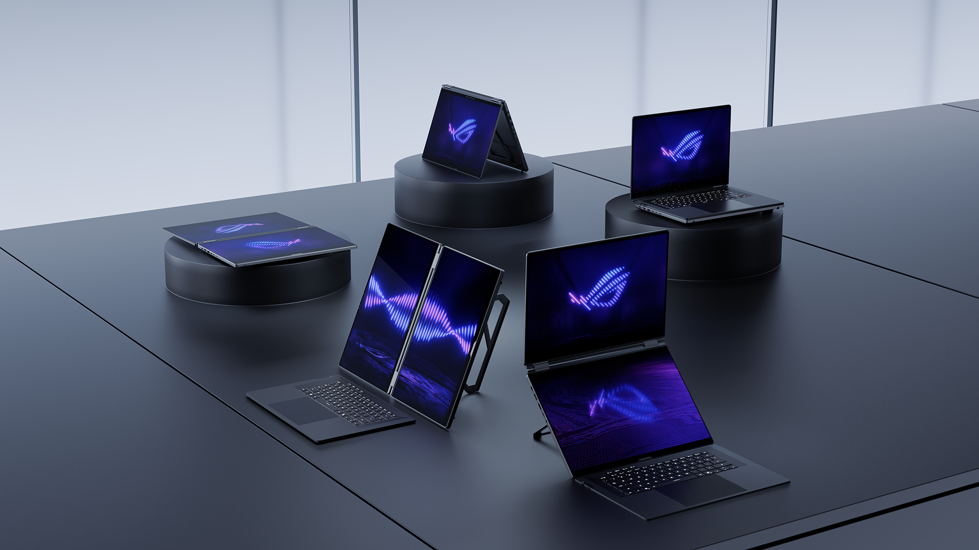 Asus Zephyrus ROG G16 with dual screens.