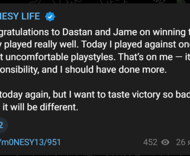 Not today again, but I want to taste victory so badly. - m0NESY after the loss