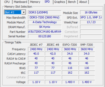 Ram Tuning My XPG Lancer RGB 7200MHz 32GB (2x16GB) CL34 DDR5