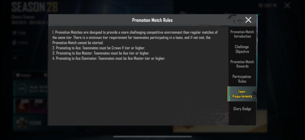 Why when I play with teammates on Crown V or above it doesn’t start a promotion match?