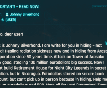 just got this message from johhny silverhand! so cool he contacted me im a superfan