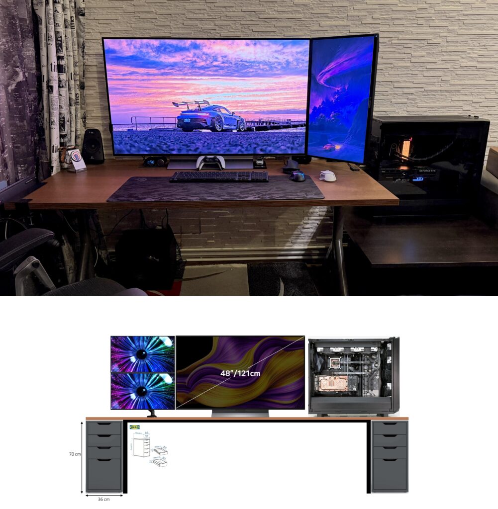 Anyone using a 48 inch main screen with 2 stacked 24 inch monitors on the side?