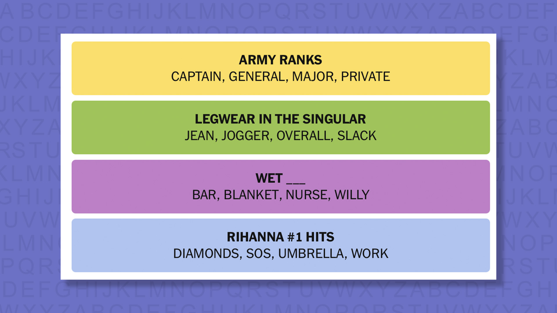 NYT Connections answers for game 937 on a purple background