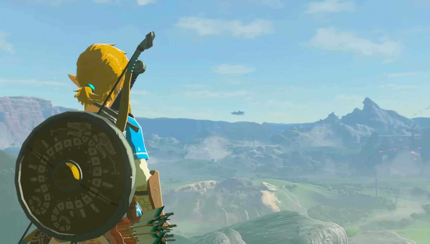 Link looking out over Hyrule in The Legend of Zelda_ Breath of the wild