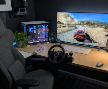 Haptic Gaming chair with OLED TV, Simple yet immersive.
