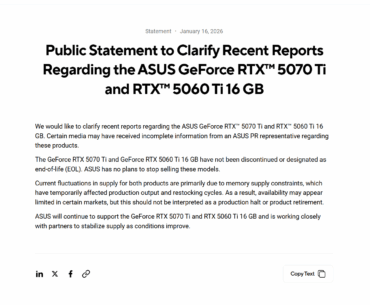 [ASUS] Public Statement to Clarify Recent Reports Regarding the ASUS GeForce RTX™ 5070 Ti and RTX™ 5060 Ti 16 GB