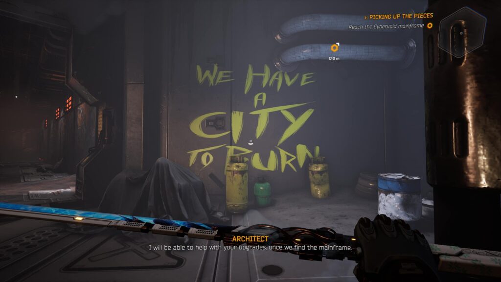 found what seems to be a Cyberpunk reference in Ghostrunner