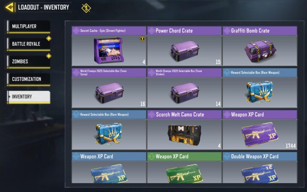 the secret caches from one of the events (not sure which one) still give the scorch melt camo crates