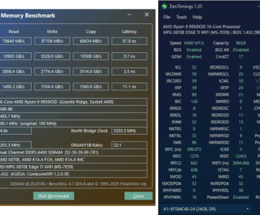 9950X3D + 96 GB Kingston Fury Renegade @ 8400 MT/s (4x24GB) on MSI X870E Edge Ti - Looking for fully stable timings at 6400 MT/s