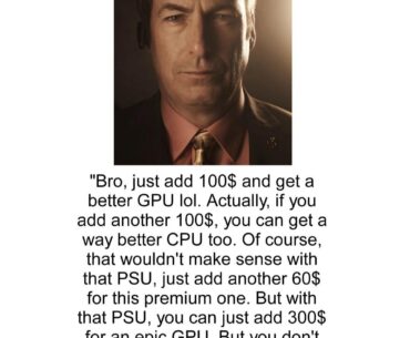 When you ask a PC bro for rig advice and tell him you're on a budget: