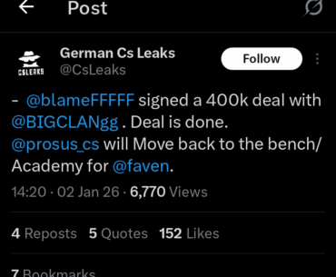 blameF supposedly signed a 400.000$ contract with BIG CLAN, according to reliable German leaker.