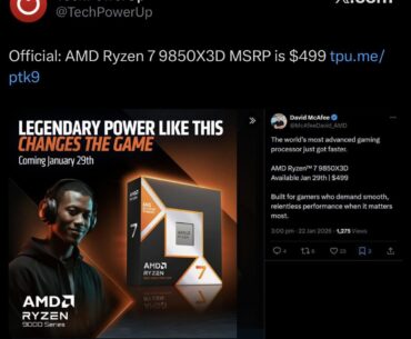 9850x3d Release and Pricing