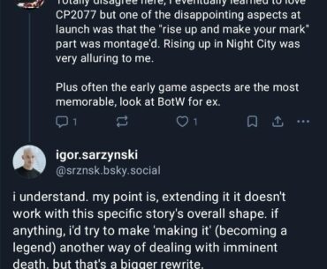 More Igor Sarzynski comments (there's just so much)
