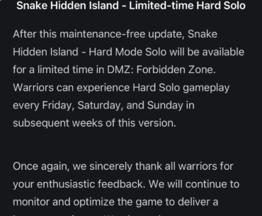 Solo Mode in DMZ coming