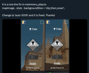 The main menu map thumbnail scaling has been off since 2023, and it's a one line fix. [per @_ale_cs]