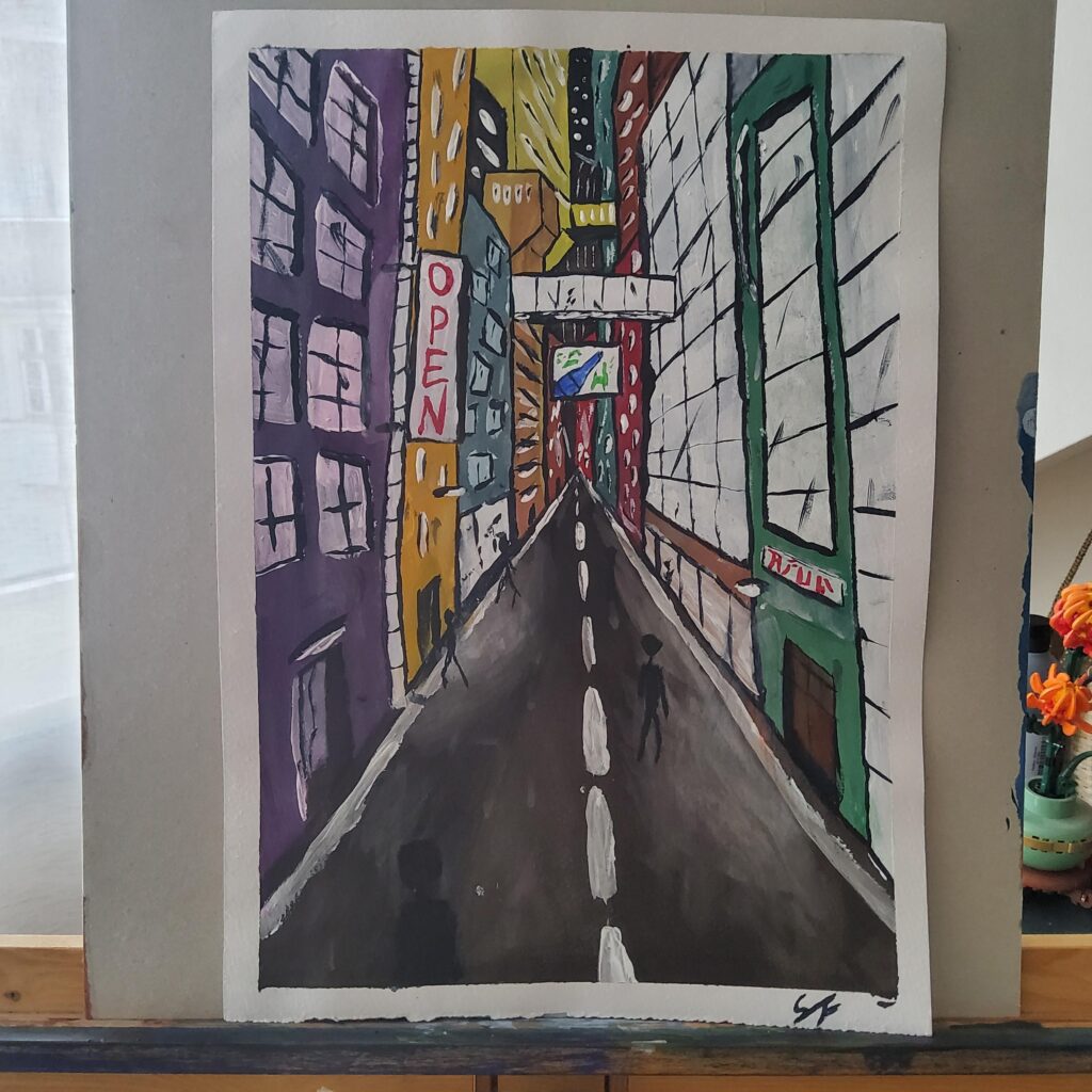 Little cyberpunk inspired City scale I painted