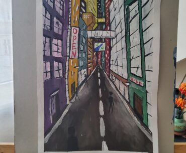 Little cyberpunk inspired City scale I painted