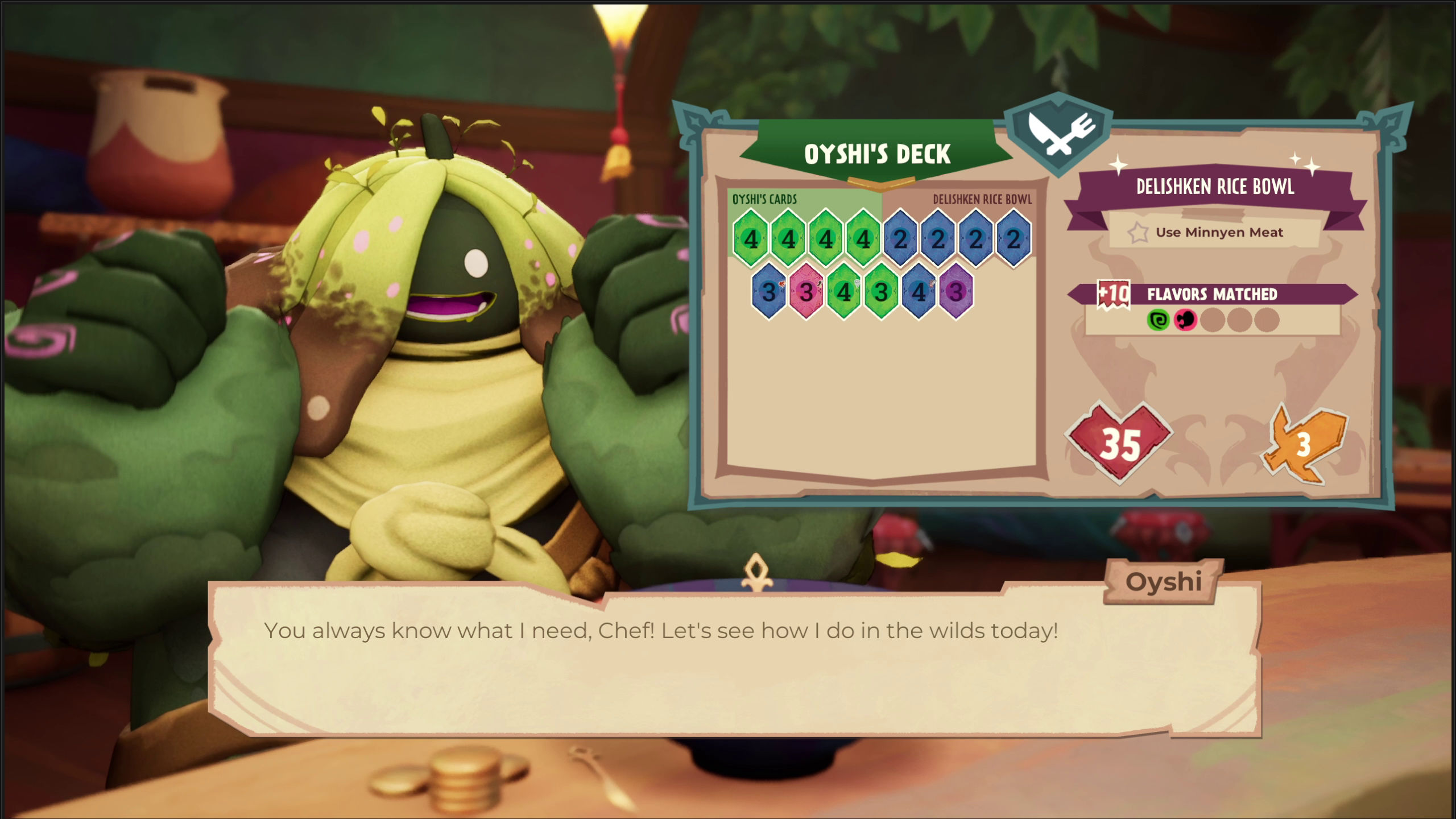 Screenshots from Beastro, a cozy farming and card-battling fantasy adventure, coming to Xbox Game Pass in 2026.
