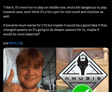 s1mple's opinion on the new Anubis update - "I like it, it's more fun on middle now"