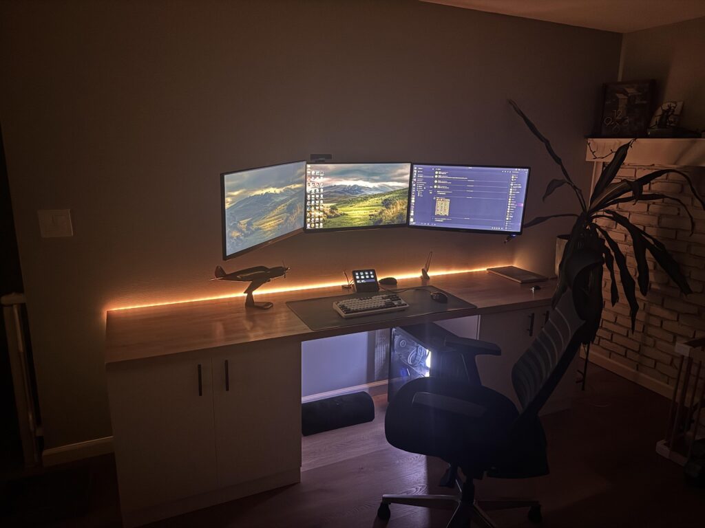 Gave up the gaming room for a nursery so I built a desk in our fireplace room