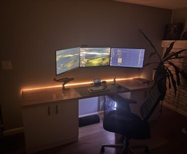 Gave up the gaming room for a nursery so I built a desk in our fireplace room