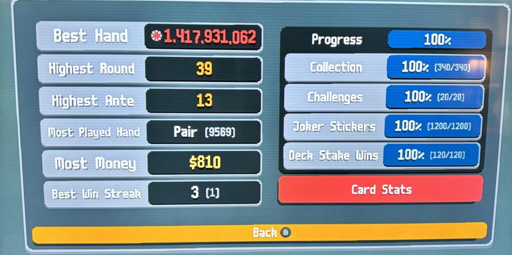 After 450h of playtime my s/o has 100%ed everything there is to do in Balatro.