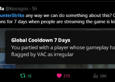 You know that this game is getting worse when a Major Champion receives a VAC Cooldown for irregular gameplay. Now imagine a pro player getting VAC Cooldown during a live tournament instead.