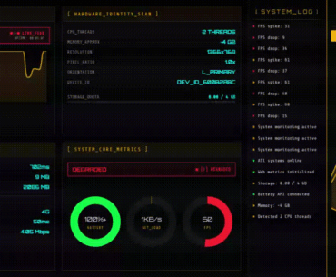 Just updated my cyberpunk system monitor that runs in any web browser (posted about it yesterday). Added a second tab, now it measures more data