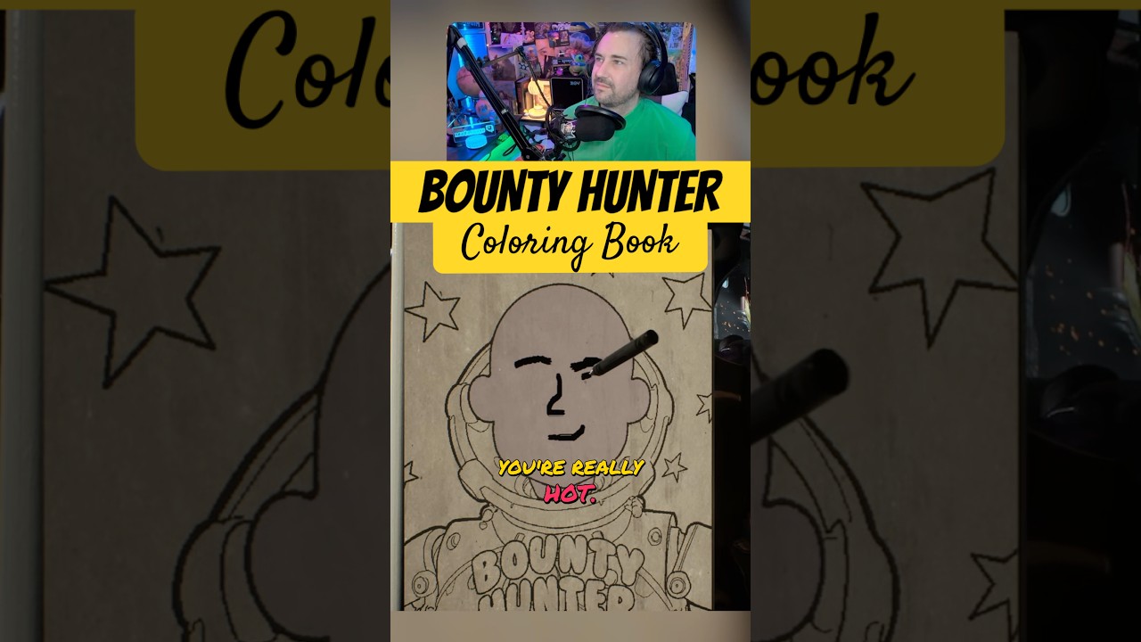 Professional colorer coloring his autograph in a coloring book in a game called High On Life 2 Professional colorer coloring his autograph in a coloring book in a game called High On Life 2