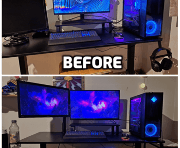 Installed dual monitor stand