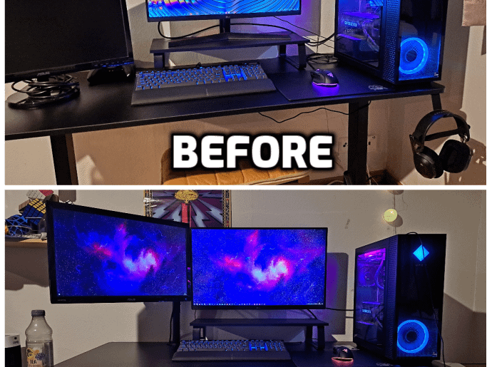 Installed dual monitor stand