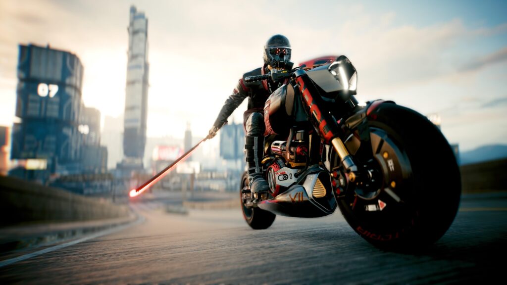 I was today years old when I realized you can use one handed melee weapons on motorcycles, and the photo-mode d(a)emons briefly possessed me.