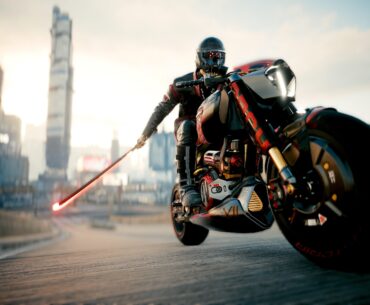 I was today years old when I realized you can use one handed melee weapons on motorcycles, and the photo-mode d(a)emons briefly possessed me.