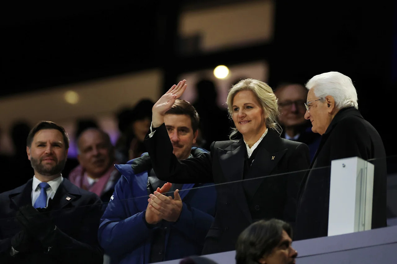 MILAN, ITALY - FEBRUARY 06: Kirsty Coventry (2nd R) , President of the IOC waves during the opening ceremony of the Milano Cortina 2026 Winter Olympics at San Siro Stadium on February 06, 2026 in Milan, Italy. (Photo by Sarah Stier/Getty Images)
