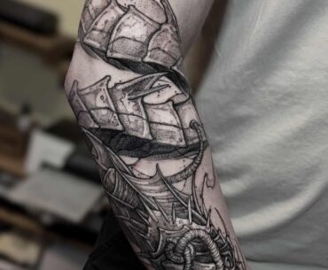Got a cyberpunk/cyber dragon themed tattoo yesterdsy