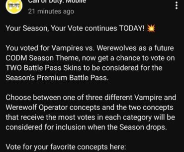 We can vote for 2 skins for the Vampires vs Werewolves Battle Pass