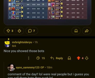Can someone help inform this dude that he is bragging about a bot match