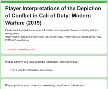 Dissertation Survey on Call of Duty: Modern Warfare (2019)